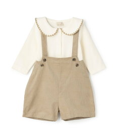 【SALE／50%OFF】petit main 衿つきロンパース+パンツセット ナルミヤオンライン マタニティウェア・ベビー用品 ベビートップス グリーン ホワイト
