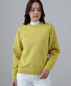【SALE／30%OFF】St ANDREWS 12G天竺×リンクス裏地付きクルーネックニットプルオーバー (WOMENS) セントアンドリュース トップス ニット ホワイト イエロー ブラック【送料無料】