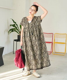 【SALE／25%OFF】FREAK'S STORE インドペイズリースキッパーワンピース【限定展開】 フリークスストア ワンピース・ドレス ワンピース ブルー グリーン ネイビー ブラック オレンジ【送料無料】