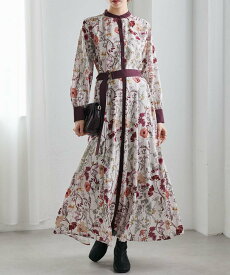 【SALE／9%OFF】Ranan 配色ボタニカルシャツワンピース ラナン ワンピース・ドレス シャツワンピース ピンク ブラック【送料無料】