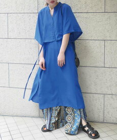 CORNERS by KR CORNERS by KR スラブジョーゼットカフタンシャツワンピース コーナーズ ワンピース・ドレス ワンピース ブルー ブラック ブラウン グレー グリーン ホワイト オレンジ イエロー【送料無料】