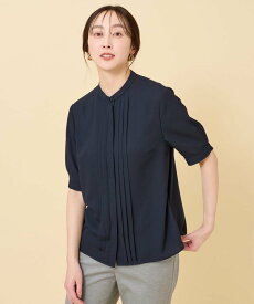 【SALE／5%OFF】UNTITLED 【スーツのインナーに/洗える】ジョーゼット フロントタックブラウス アンタイトル トップス シャツ・ブラウス ホワイト ピンク ブルー ネイビー【送料無料】