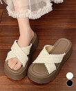 厚底サンダル レディース クロッシー編み