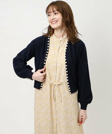 【SALE／50%OFF】LAURA ASHLEY 【洗える】衿ぐりパール調カーディガン ローラ アシュレイ トップス カーディガン ベージュ ネイビー【送料無料】