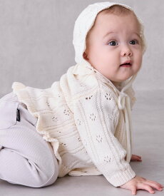 【SALE／20%OFF】petit main 裾フリル針抜きカーディガン ナルミヤオンライン マタニティウェア・ベビー用品 ベビートップス ピンク ホワイト ブルー