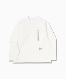【SALE／30%OFF】and wander hybrid warm pocket LS T アンドワンダー トップス カットソー・Tシャツ ブラック ホワイト【送料無料】