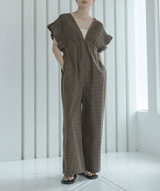 Sonny Label シャーリングオールインワン サニーレーベル オールインワン・オーバーオール オールインワン・つなぎ ベージュ ブラウン ブルー【送料無料】