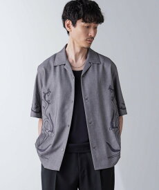 【SALE／50%OFF】NANO universe チェーン刺繍オープンカラーシャツ ナノユニバース トップス シャツ・ブラウス ベージュ グレー【送料無料】