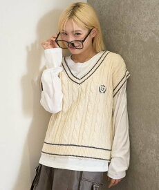 【SALE／40%OFF】Lovetoxic 【GOODPRICE】ケーブルニットTシャツSET ナルミヤオンライン トップス アンサンブル ホワイト グリーン グレー ネイビー