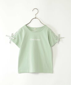 ikka 袖ギンガムレースアップTシャツ(120~160cm) イッカ トップス カットソー・Tシャツ グリーン ホワイト