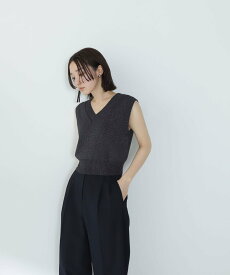 NATURAL BEAUTY BASIC Vネックラメニットベスト ナチュラルビューティベーシック トップス ニット グレー ブラウン ホワイト【送料無料】