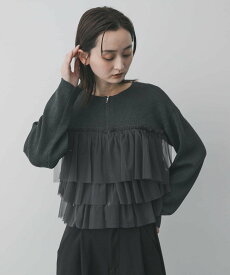 【SALE／16%OFF】SENSE OF PLACE 『洗濯可』ダブルジップフリルニットカーディガン センス オブ プレイス トップス ニット グレー ベージュ ホワイト ブラウン ブラック【送料無料】