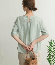 【SALE／40%OFF】URBAN RESEARCH DOORS リネンレーヨンバックリボンブラウス アーバンリサーチドアーズ トップス シャツ・ブラウス グリーン ホワイト ブラック【送料無料】