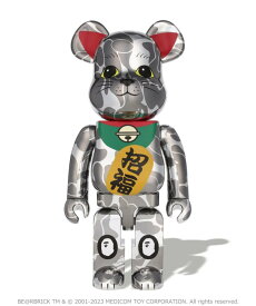 A BATHING APE NEW YEAR BE@RBRICK MANEKINEKO 1000% M ア ベイシング エイプ インテリア・生活雑貨 おもちゃ・ゲーム・フィギュア シルバー【送料無料】