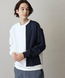 【SALE／37%OFF】THE SHOP TK 【ハリコシのあるキレイめ素材/ストレッチ】ダンボールパネルプルオーバー ザ ショップ ティーケー トップス カットソー・Tシャツ ホワイト ネイビー ブルー