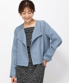 【SALE／12%OFF】MISCH MASCH 【防しわ/UVカット/2024春夏新作】シャンブレーデニムライダースジャケット/MM418502 ミッシュマッシュ ジャケット・アウター デニムジャケット ブルー ネイビー【送料無料】