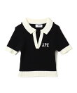 atmos pink Cheer Rib Knit Polo Shirt BLACK