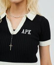 atmos pink Cheer Rib Knit Polo Shirt BLACK