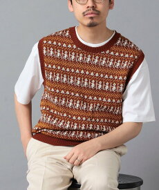 【SALE／50%OFF】BEAMS F RAffa MOLINA / 別注 Uネック ベスト ビームス アウトレット トップス ベスト・ジレ オレンジ ブルー【送料無料】