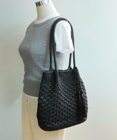 【SALE／30%OFF】UNITED BASE ラメ糸編み かご トートバッグ ユナイテッド　ベース バッグ かごバッグ ゴールド ブラック ホワイト シルバー【送料無料】