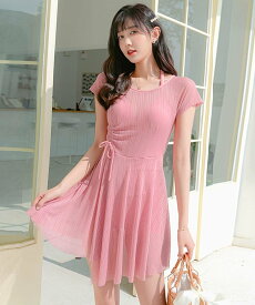 aimoha - select - BORA AURA メッシュシャーリング体型カバーワンピース水着 アイモハ 水着・スイムグッズ 水着 ブラック ホワイト ピンク