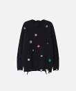 Colored Button Broken Sweater