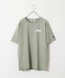 FILA 左胸カレッジワンポイント半袖Tシャツ ジップファイブ トップス カットソー・Tシャツ グリーン ホワイト カーキ ブルー ネイビー ピンク ブラック グレー