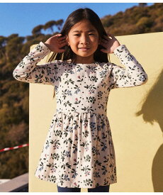 【SALE／30%OFF】PETIT BATEAU チュビックプリント長袖ワンピース プチバトー ワンピース・ドレス ワンピース ホワイト【送料無料】