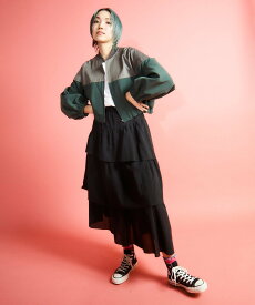 CONVERSE TOKYO WOMEN ASYMMETRY TIERED SKIRT コンバーストウキョウ パンツ カーゴパンツ ホワイト カーキ ブラック【送料無料】