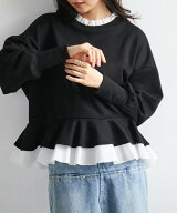 【SALE／19%OFF】Ranan レイヤードペプラムスウェット ラナン トップス スウェット・トレーナー ブラック…