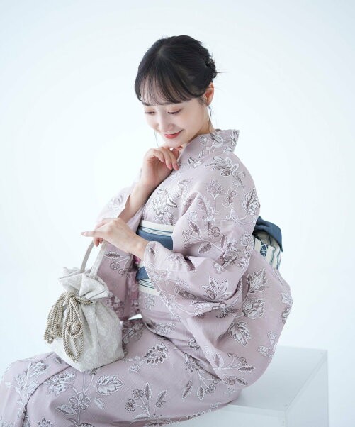 Utatane 高級変わり織り浴衣3点セット くすみピンクのフレンチシック Rakuten Fashion 楽天ファッション 旧楽天ブランド アベニュー Ba9070