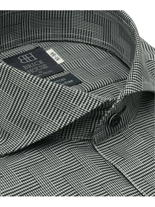 Brick House By Tokyo Shirts M 形態安定ノーアイロン ホリゾンタル ワイド 白 黒幾何学模様柄 標準体長袖ビジネスワイシャツ Rakuten Fashion 楽天ファッション 旧楽天ブランドアベニュー Cb6070