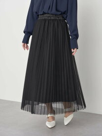 【SALE／62%OFF】earth music&ecology チュールプリーツスカート ロング/春/24SS アースミュージック&エコロジー スカート その他のスカート ホワイト グレー ブラック ベージュ