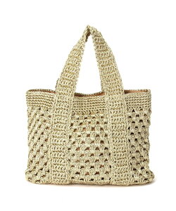 �ySALE�^10%OFF�zSwaraj Swaraj/MACRAME METALIC BAG �X�����[�W �o�b�O �g�[�g�o�b�O �u���b�N �S�[���h �V���o�[�y���������z