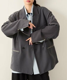 【SALE／50%OFF】JUNRED 【セットアップ対応】リファインドクロスダブルジャケット ジュン スタンダード ピックス ジャケット・アウター テーラードジャケット・ブレザー グレー ブラック ブルー【送料無料】