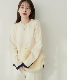 【SALE／40%OFF】natural couture スタンドネック袖口釦ゆるニット ナチュラルクチュール トップス ニット ブラック ブルー ピンク イエロー ネイビー グリーン オレンジ ホワイト