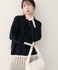 【SALE／30%OFF】natural couture スタンドネック袖口釦ゆるニット ナチュラルクチュール トップス ニット ブラック ブルー ピンク イエロー ネイビー グリーン オレンジ ホワイト