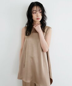 【SALE／15%OFF】LIAN サテンアシメブラウス リアン トップス シャツ・ブラウス ブラック ベージュ ホワイト【送料無料】