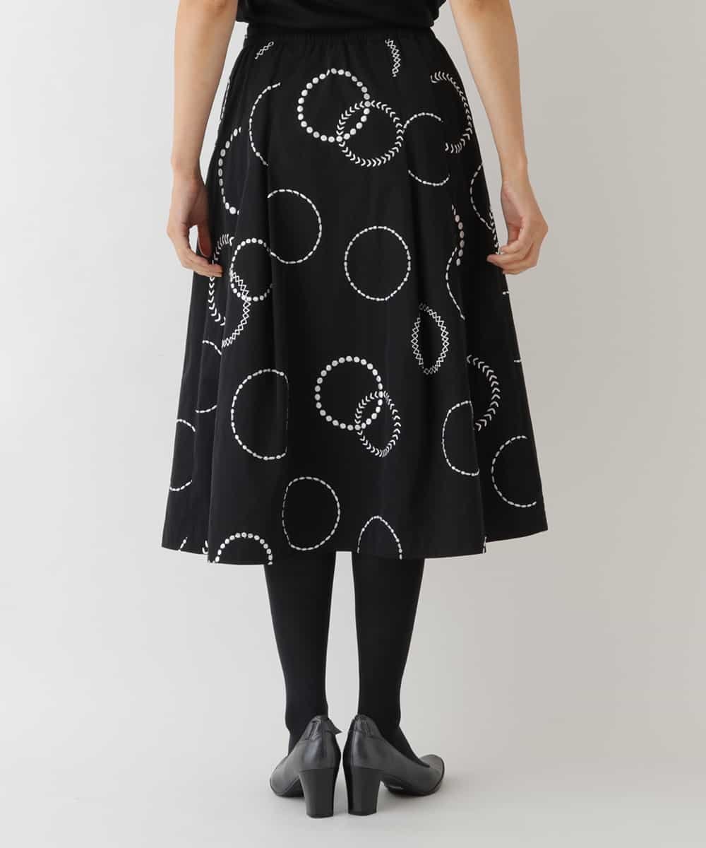 【洗える】サークル刺繍フレアスカート