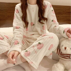 【SALE／36%OFF】Aimoon フリースパジャマ 上下セット レディース ミニミニストア インナー・ルームウェア パジャマ ホワイト ブルー ピンク