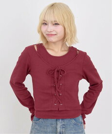 【SALE／30%OFF】Lovetoxic レースアップ長袖TシャツSET ナルミヤオンライン トップス カットソー・Tシャツ ホワイト