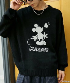 PUBLUX 別注 "DISNEY MICKEY MOUSE" SHADOW KNIT/"ディズニー ミッキーマウス"ジャガードニット 25AW フリークスストア トップス ニット ネイビー ブラウン ブラック【送料無料】