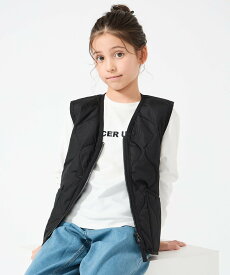 UNFILO 【120-150cm】TAION ミリタリーZIP Vネックダウンベスト(UNISEX) アンフィーロ ジャケット・アウター ダウンジャケット・ダウンベスト グリーン ブラック【送料無料】