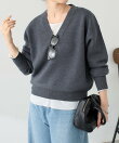 《人気シリーズ/9色》スウェットライクVニット
