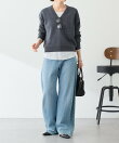 《人気シリーズ/9色》スウェットライクVニット