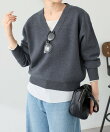 《人気シリーズ/9色》スウェットライクVニット
