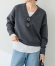 《人気シリーズ/9色》スウェットライクVニット