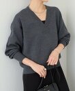 《人気シリーズ/9色》スウェットライクVニット