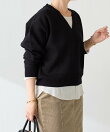《人気シリーズ/9色》スウェットライクVニット