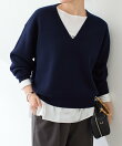 《人気シリーズ/9色》スウェットライクVニット